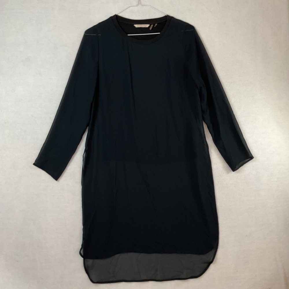 Soft Surroundings Black Sheer Layered High-Low Shift Dress Womens Small